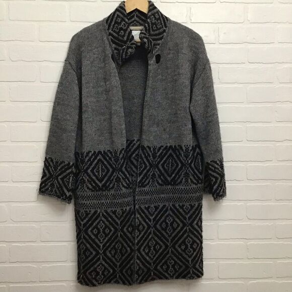CHIARAMENTE coatigan knit open long duster cardigan sweater wool alpaca black - Picture 12 of 12
